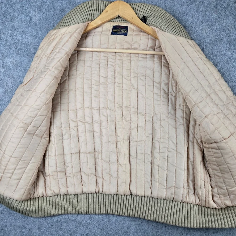Vtg 70s Country Touch Corduroy Vest Mens L Tan Quilted Trim Workwear Western